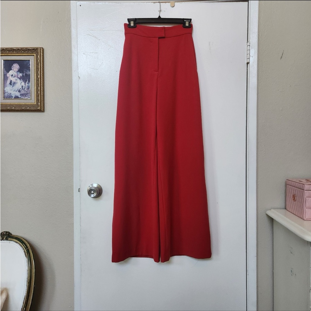 House of CB cherry red loose flare pants trousers size XS